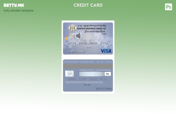 Модерен стил Шаблон за виза за кредитна картичка на националната банка на Бутан 